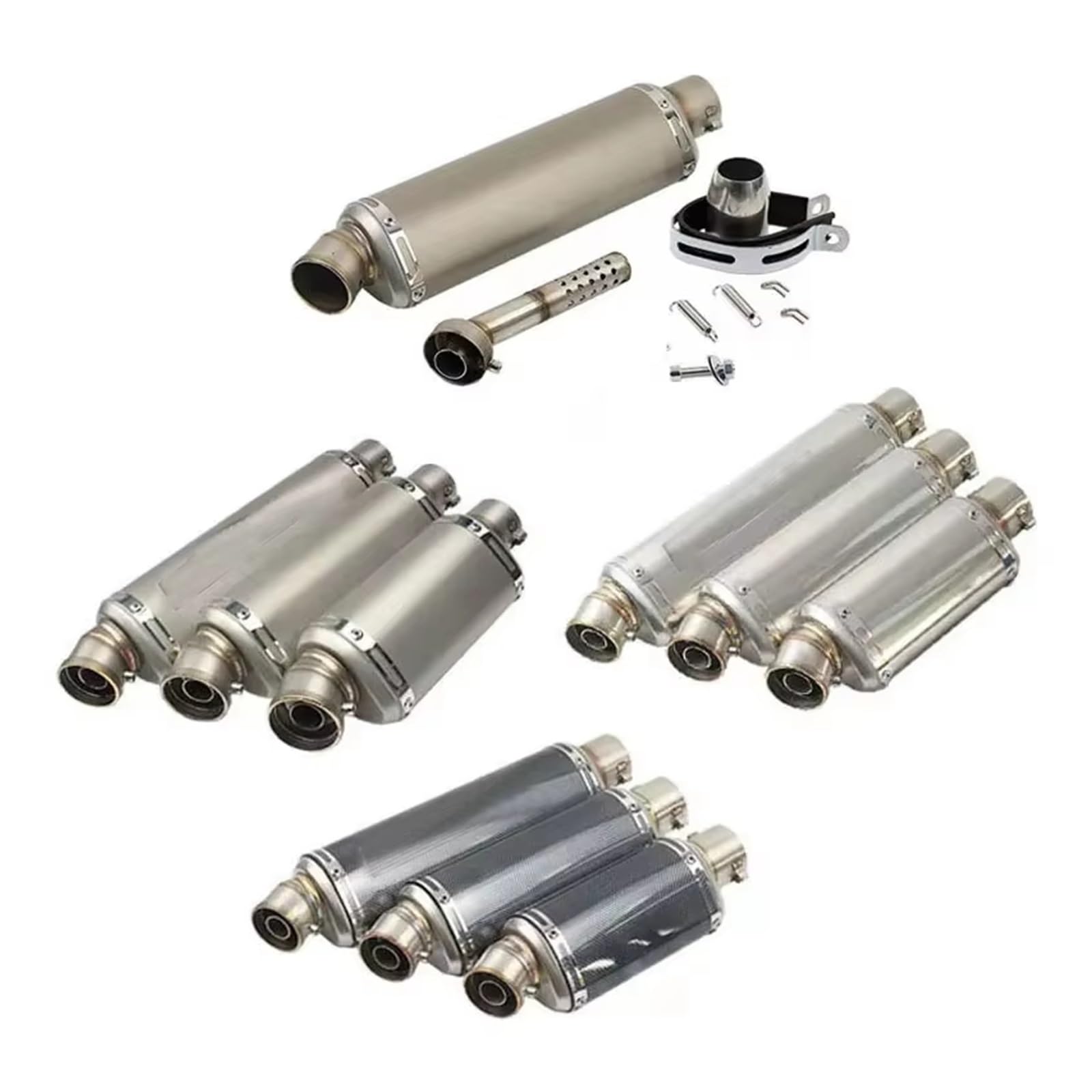 silencioso escape moto Para fz6 para pcx125 100cc-1000cc ATV GP Scooter | Silenciador de Escape Universal para motocicleta de 51mm, tubo de Escape de acero inoxidable de 310, 370 y 440mm(C3)