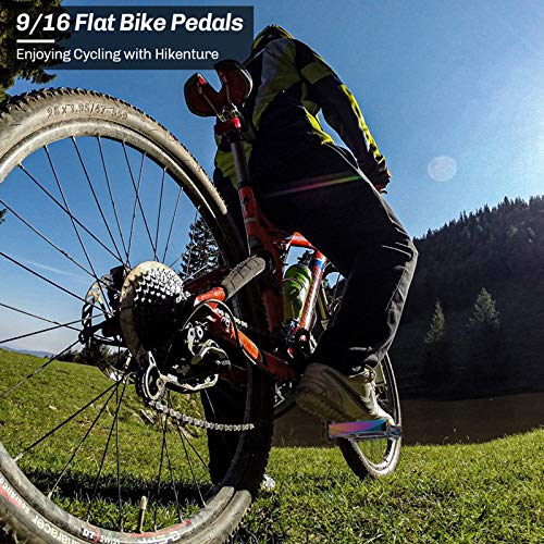Hikenture Road Bike Pedals Mountain Bicycle Flat Pedals 9/16" Sealed Bearing Lightweight Aluminum Alloy Colorful Wide Platform Cycling Pedal For Bmx/Mtb(A) #TOP6