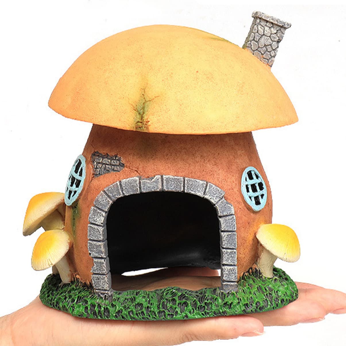 POPETPOP Cachette Décorative en Résine Verte pour Aquarium et Terrarium, Grotte Facile à Déplacer Décoloration, pour Poissons et Reptiles