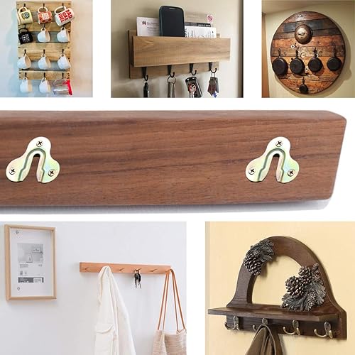 Miniatura 4 de 20 piezas de zinc amarillo ojo de cerradura perchas espejo marco perchas taza clave capa colgante estante de madera montaje en pared solo ojo de