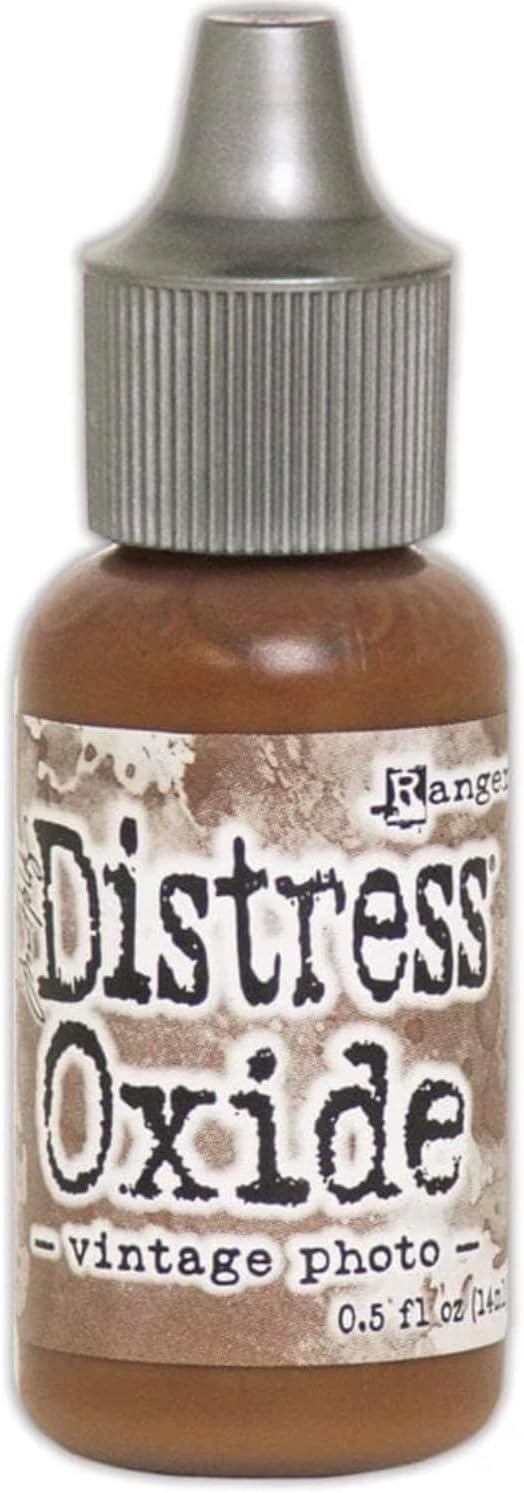 Tim Holtz Ranger Distress Oxide Ink Pads - 3"x3" with Reinkers - Black Soot, Walnut Stain, Vintage Photo, Antique Linen & 2 Carnora Ink-Blenders