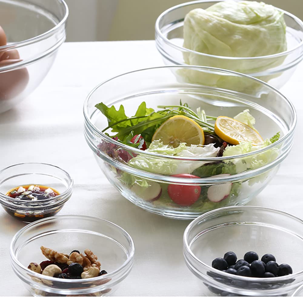 Lawei Set di 9 ciotole in vetro – ciotole in vetro trasparente per preparare insalate, cereali, gelati, pasta, frutta