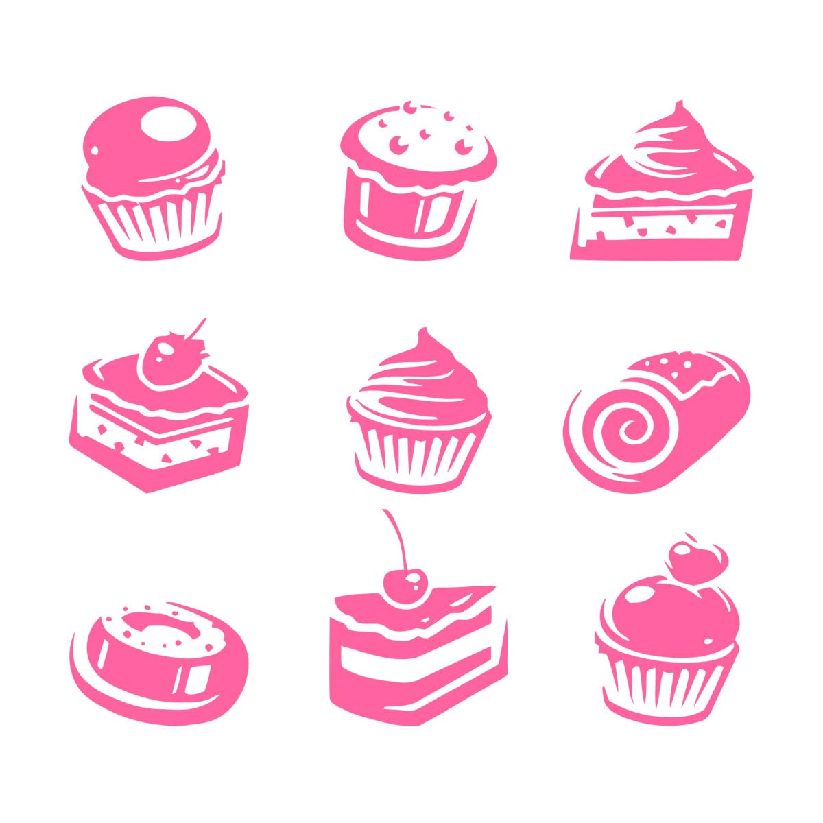 Muffins,Cupcakes,Cake, Sweets, Cafe, Dessert, Waffle,Fast Food,Food,Pastry, Wall Decal Window Sticker Interior Decor Mural Small - 42x42cm — image 1