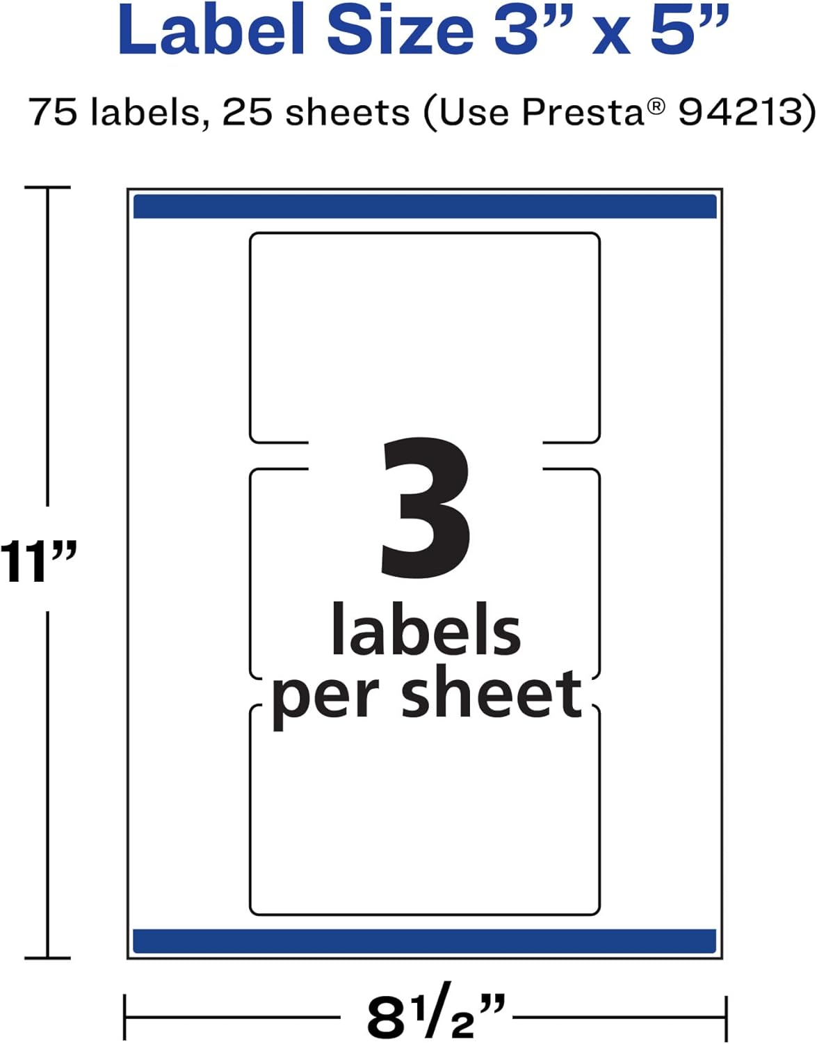 Avery Printable Durable White Rectangle Labels, Sure Feed Technology, 3" x 5", Print-to-the-Edge, Waterproof Labels, Laser & Pigment-Based Inkjet Compatible, 75 Total