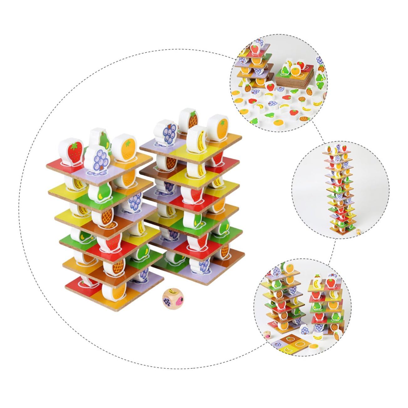 Didiseaon Legno Impilabile con Frutta Educativo per Blocchi Bilanciati per Stimolare Creatività Coordinazione e Adatto Mani Piccole e Attività Montessori