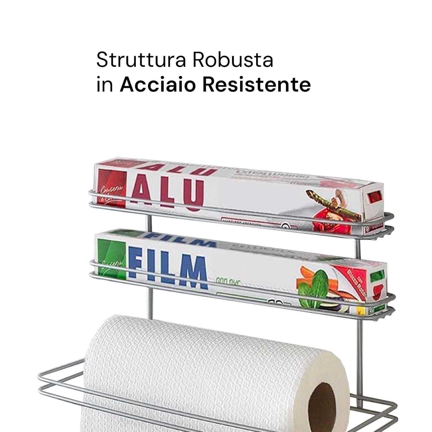 VonBueren Portarotolo Da Cucina | Senza Foratura | Montaggio Sotto Mobile O A Parete | Nero | Organizzatore Carta - Foto 7