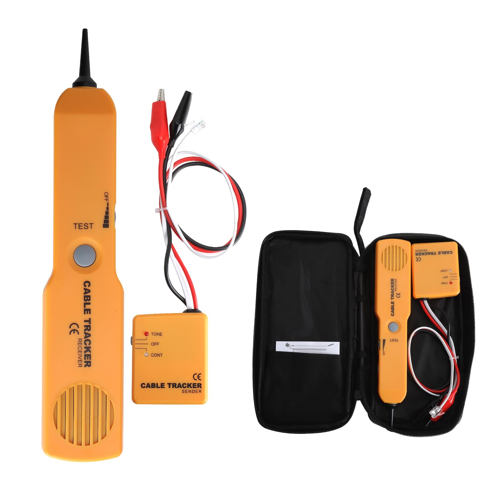 Tracker kablowy, baterie nie wchodzą w zakres dostawy, RJ11 tracer kablowy, antyzakłóceniowy, wielofunkcyjny, regulowana głośność, tester sieci z generatorem dźwięku i zestawem próbnym do wyszukiwania