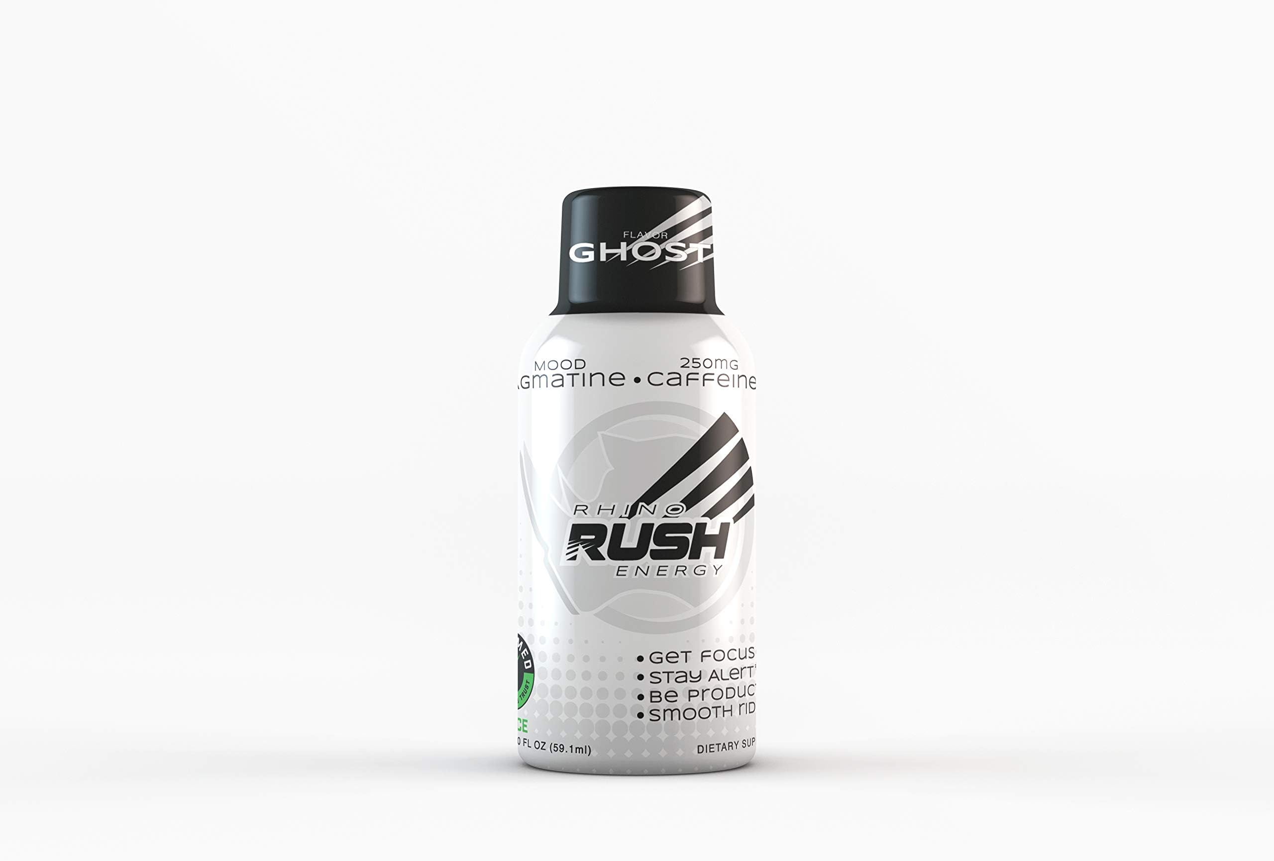 Rhino Rush Energy Drink Natural - Caffeine Energy Drink Shots Healthy Drinks - Vitamin Energy Drink Healthy Drinks for Adults - Energy Shot Drink Healthy Drinks Variety Pack of 12 (Ghost)