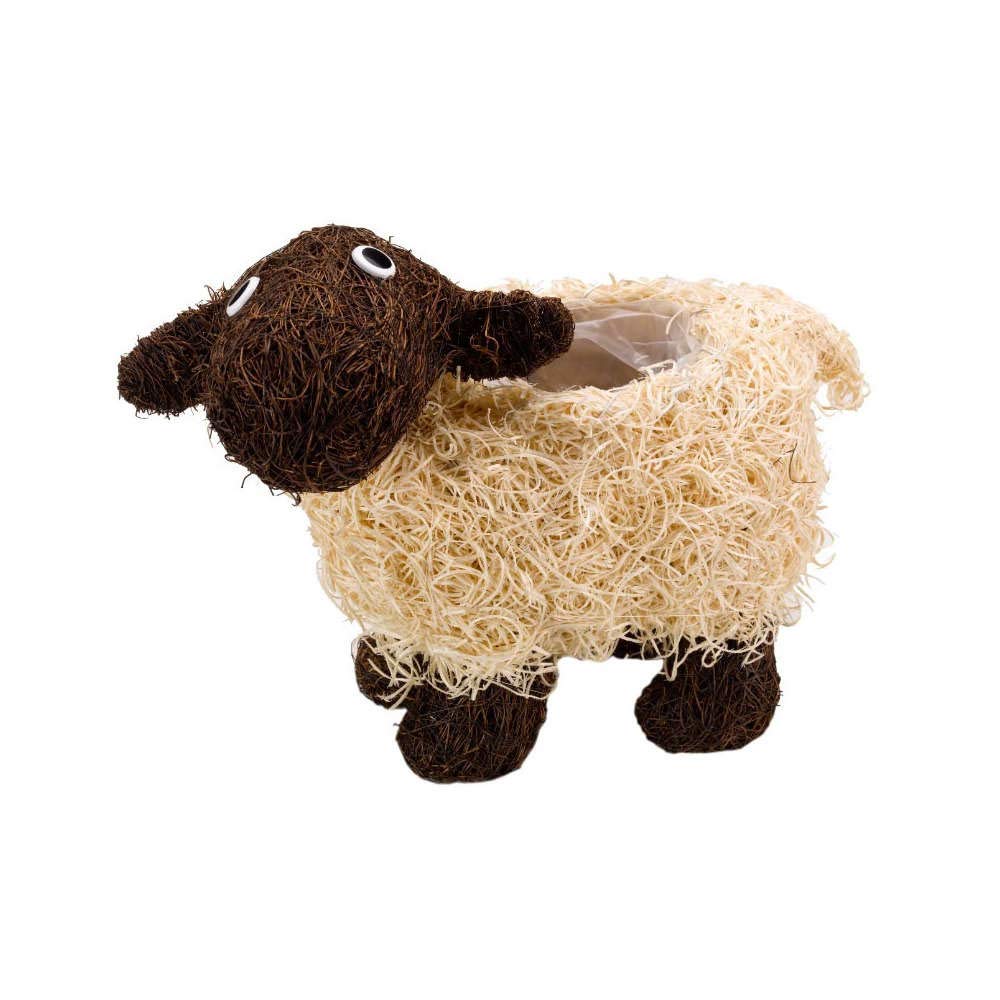 Smart Garden Shelley Sheep Rustic Rattan Natural Garden Planter