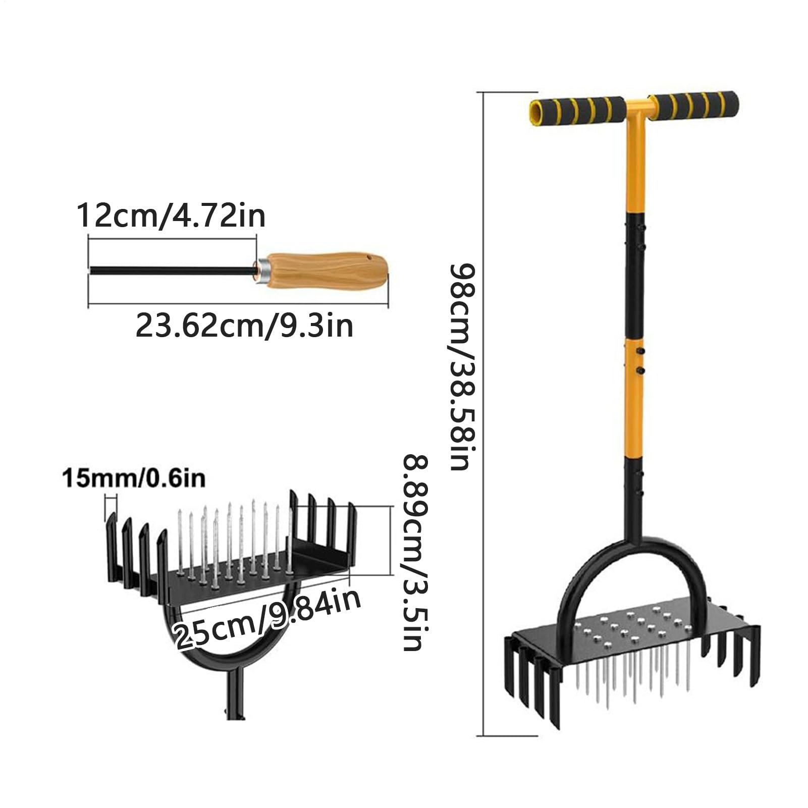 Aeratore da giardino - Strumento manuale di aerazione per prato, attrezzatura manuale di foratura dei fori per allentare il terreno per il giardino l' la serra la terrazza