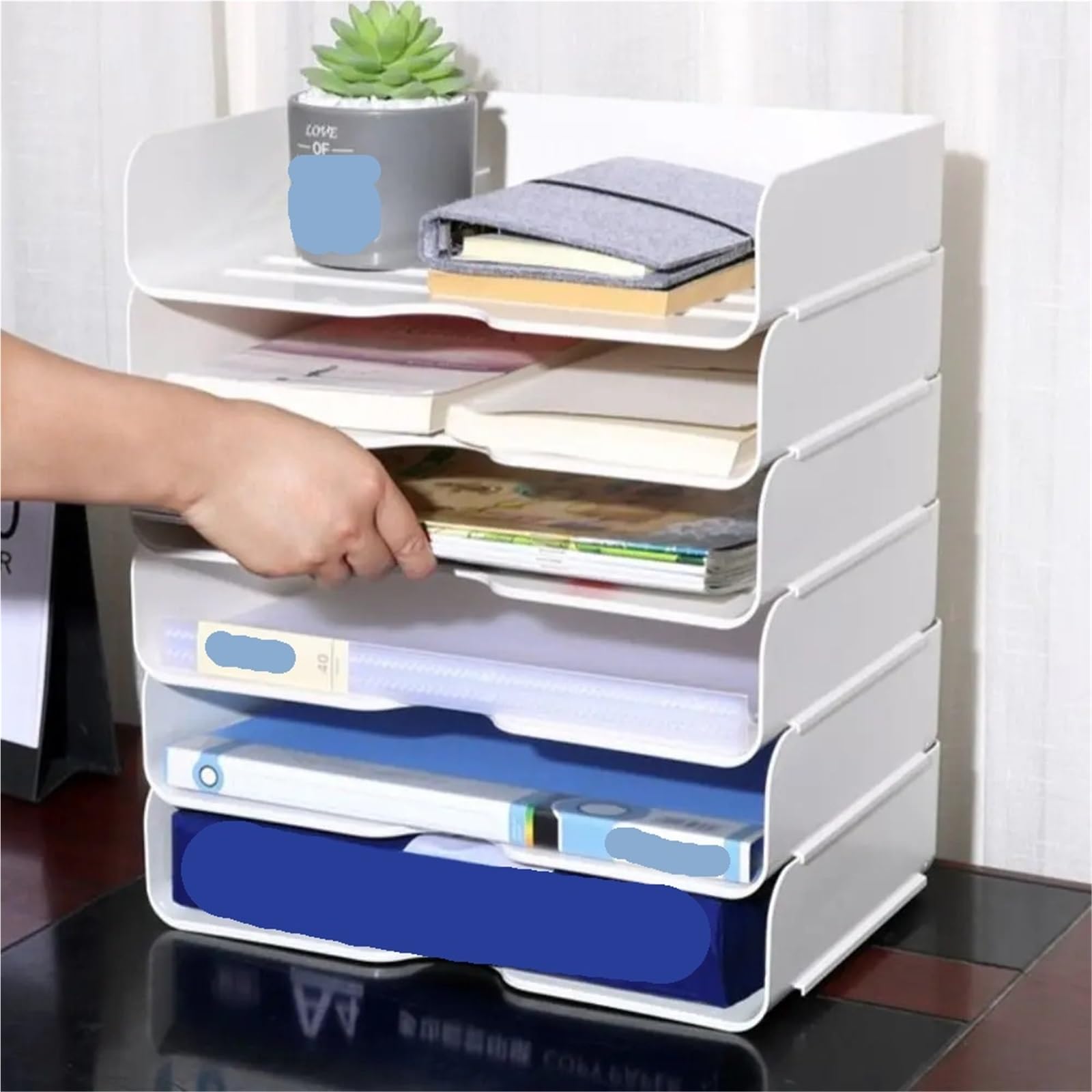 Bandeja para Cartas Organizador de Escritorio apilable, Soporte Bandeja Papel for Oficina, Archivos, Cartas, Libros, Documentos, Estante Almacenamiento cosméticos, 2 uds