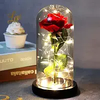 Rosa Eterna em Cúpula de Vidro com LED – Decoração Romântica, Presente para Namorada, Esposa ou Mãe – Flor Artificial 21cm