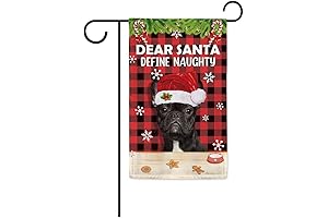 BAGEYOU Lovely French Bulldog Dog Christmas Xmas Decor Garden Flag Check Plaid...