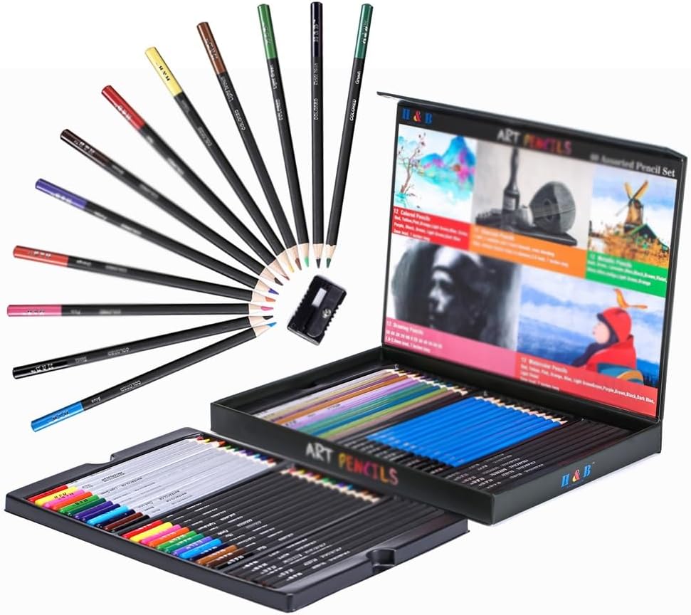 60 Handmade Box Sketching Color Lead Set for Adult Painting Water Soluble Pencil