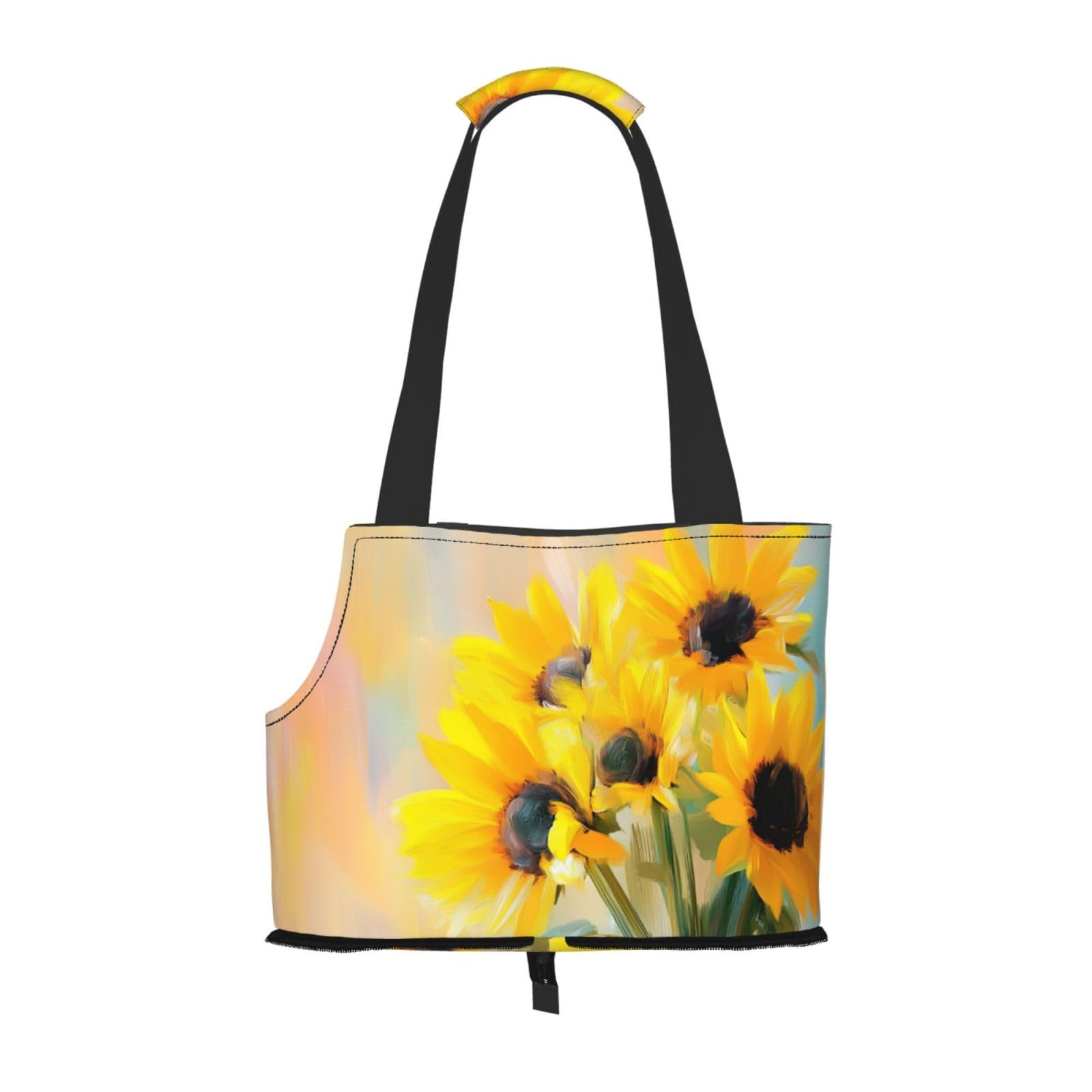 Yellow Sunflowers Pet Sling Carrier for Small Dog Cats Puppy Portable Tote Bag Pouch for Outdoor Travel Hiking