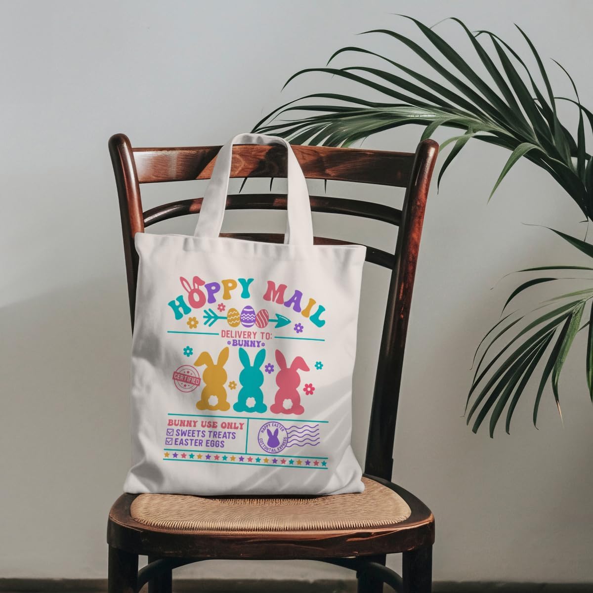 Aesthetic Easter Bunny Tote Bags for Women Mother's Day Easter Birthday Gifts for Friends Sisters - Image 3