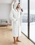 NY Threads Men's Hooded Fleece Bathrobe Plush Long Spa Robe