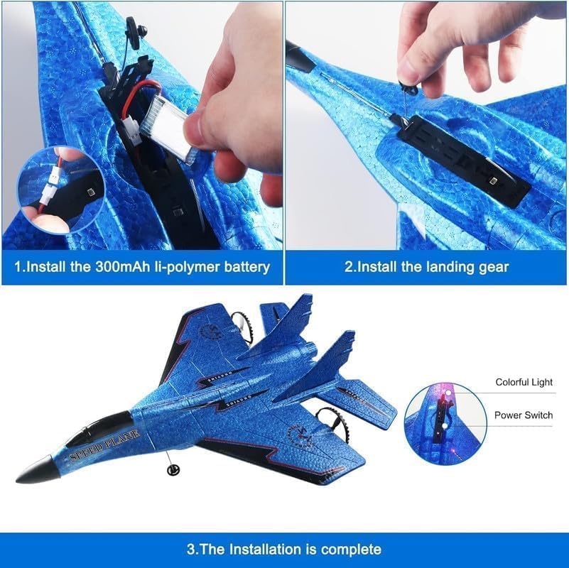 Image of Amitasha Remote Control Airplane for Kids, RC Glider Plane with Light Foam Aeroplane Fighter Jet for Kids Adults 6-16, 360 Flip, Stunt Roll, Drones Airplane Toy Gift for Kids Boy
