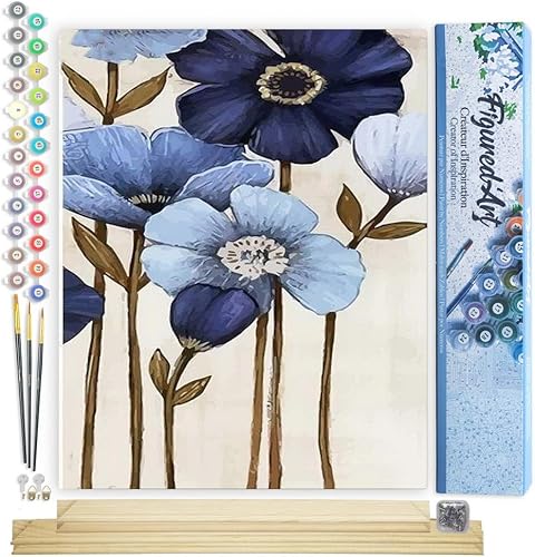 Vista 456 de Figured'Art - Juego de pintura por números, lienzo enrollado sin marco, para manualidades, para adultos, 16 x 20 pulgadas, jarrón de peonías