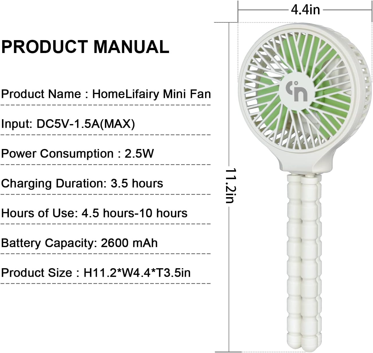 HomeLifairy Stroller Fan Rechargeable Personal Portable Fan Battery Fan Clip On Fan Handheld Car Seat Fan for Baby Small Desk USB Mini Fan for Stroller Accessories Crib Car Rides