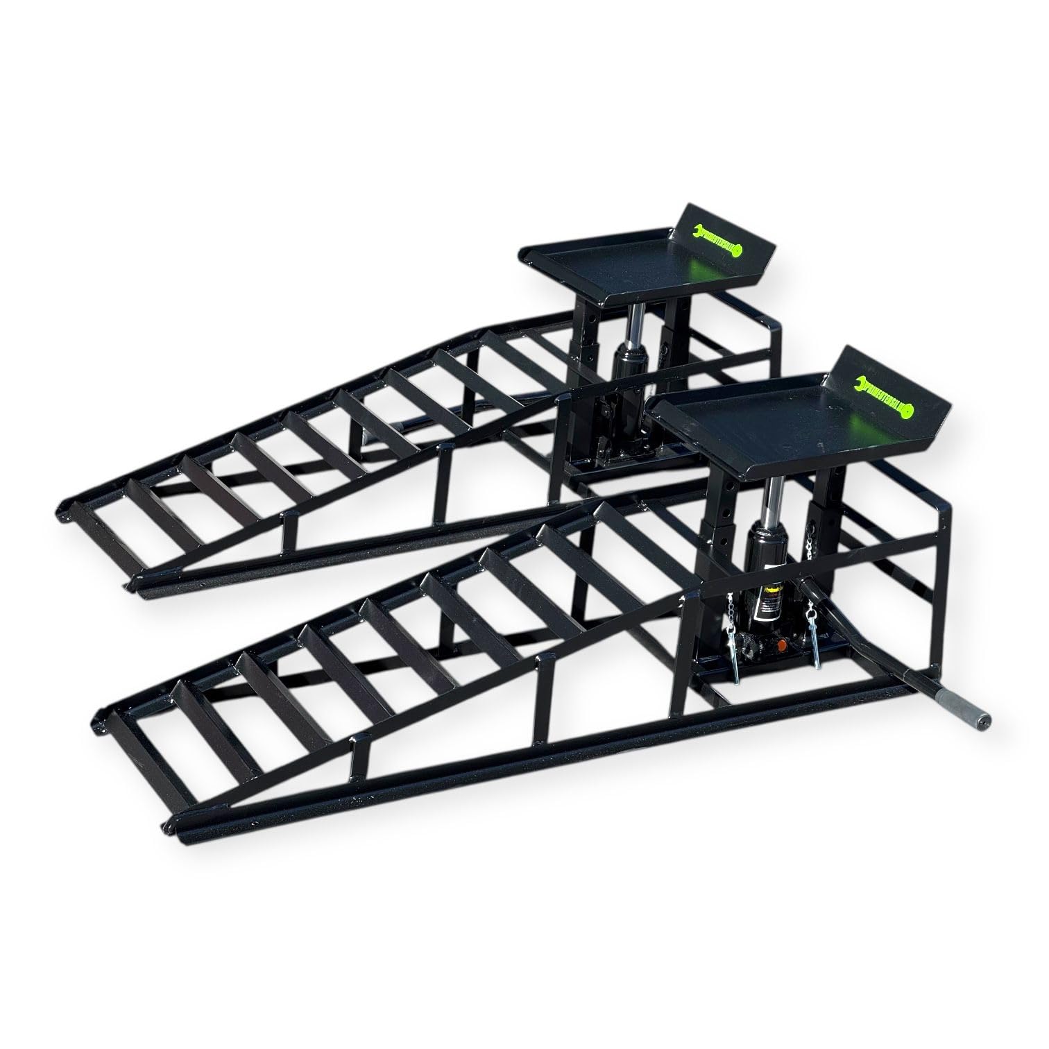Rampe Sollevamento Auto con Martinetto Idraulico 2T, Set da 2T (Nero, 115.0 X 32.5 X 27.0 Centimetri)