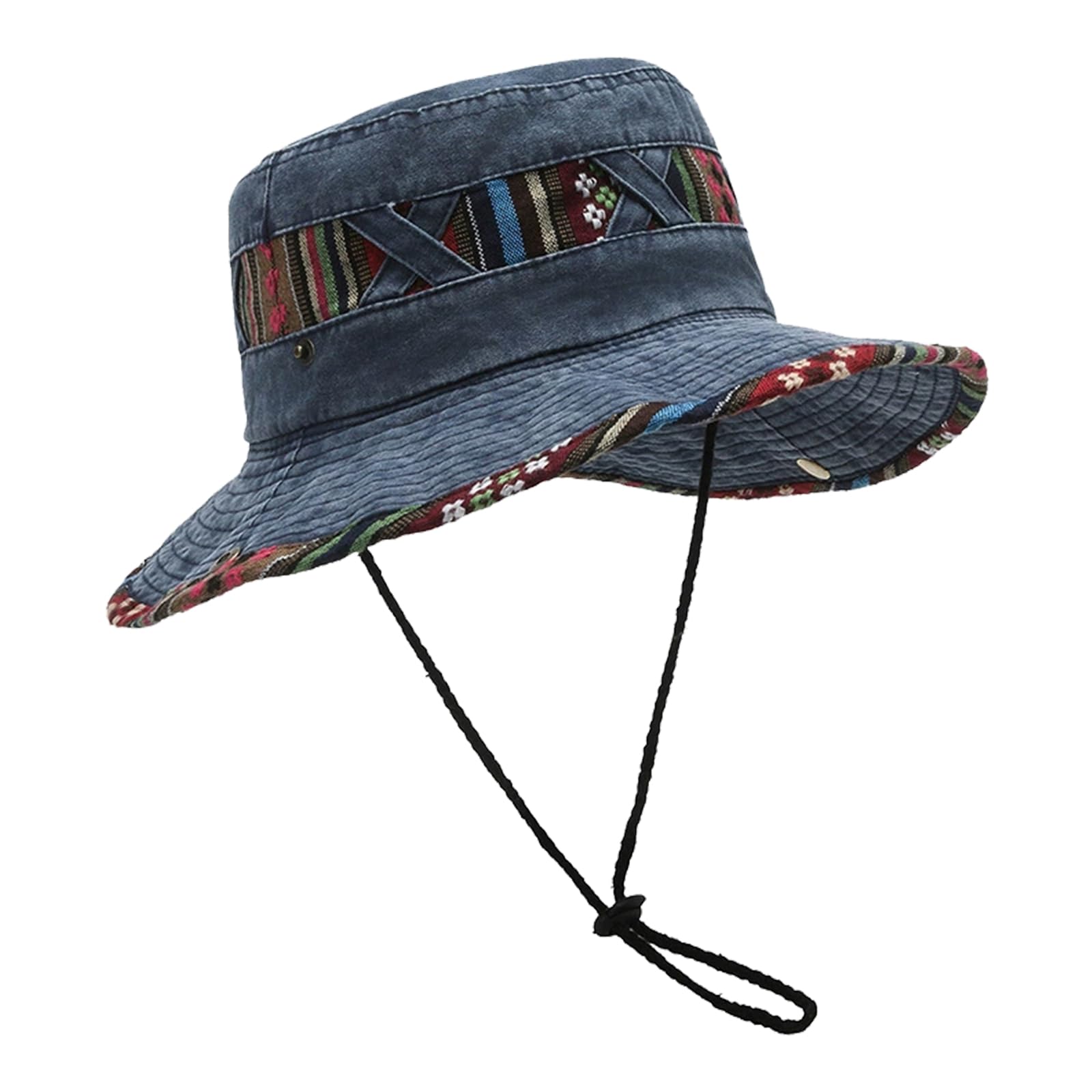 CAZSTYK Portable Ethnic Fisherman Hat Comfortable Cotton Blend Foldable Styles for Travelers Outdoors Enthusiasts Cotton Blend Festival Bucket Hat