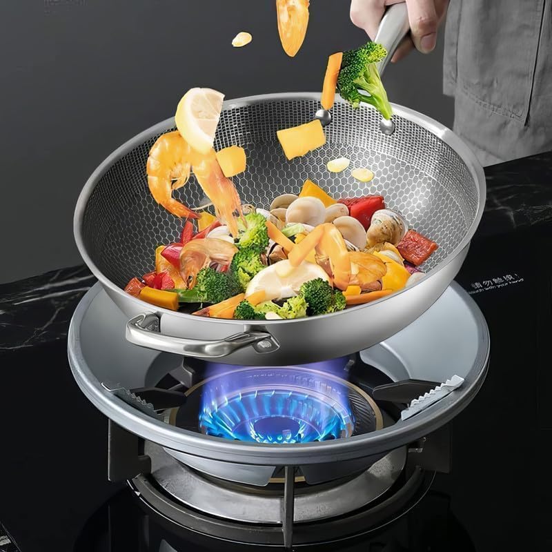 Image of (Pack of 2) Heavy Duty Gas Saver Burner Stand - Energy Saving Windproof Metal Gas Chula Stove Stand, Gas Stove Fan Air Protector For High Flame - Supports 4 & 5 Legs Gas Stoves