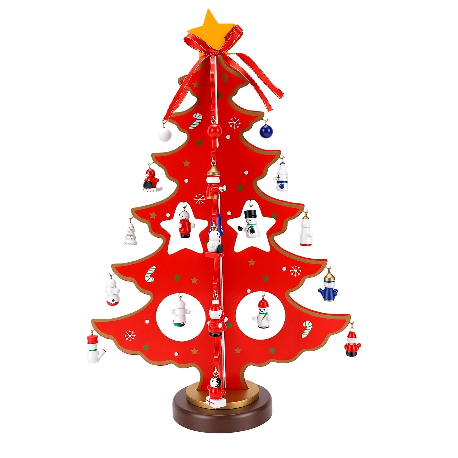 SIXRUN Calendario Dell'Avvento in Legno con Albero di Natale, 28