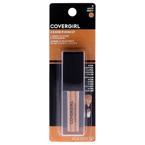 COVERGIRL Exhibitionist - Sombra de ojos líquida con purpurina, fiesta dorada, 0.13 onzas