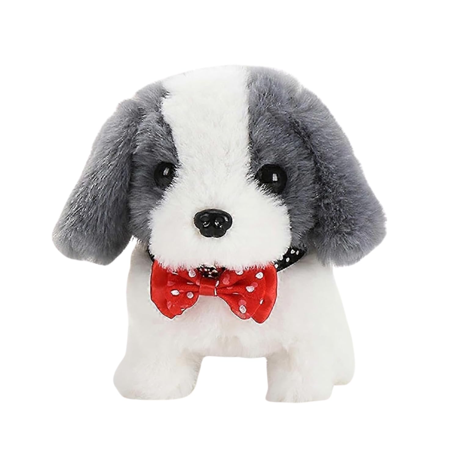 SHOPOGENIX Walking Dog Toy with Sound, Hopping Jumping Puppy Toy with Wiggling Tail, Twitching Mouth & Nose, Interactive Educational Plush Dog for Babies, Toddlers & Kids (White & Grey Dog)-image-47