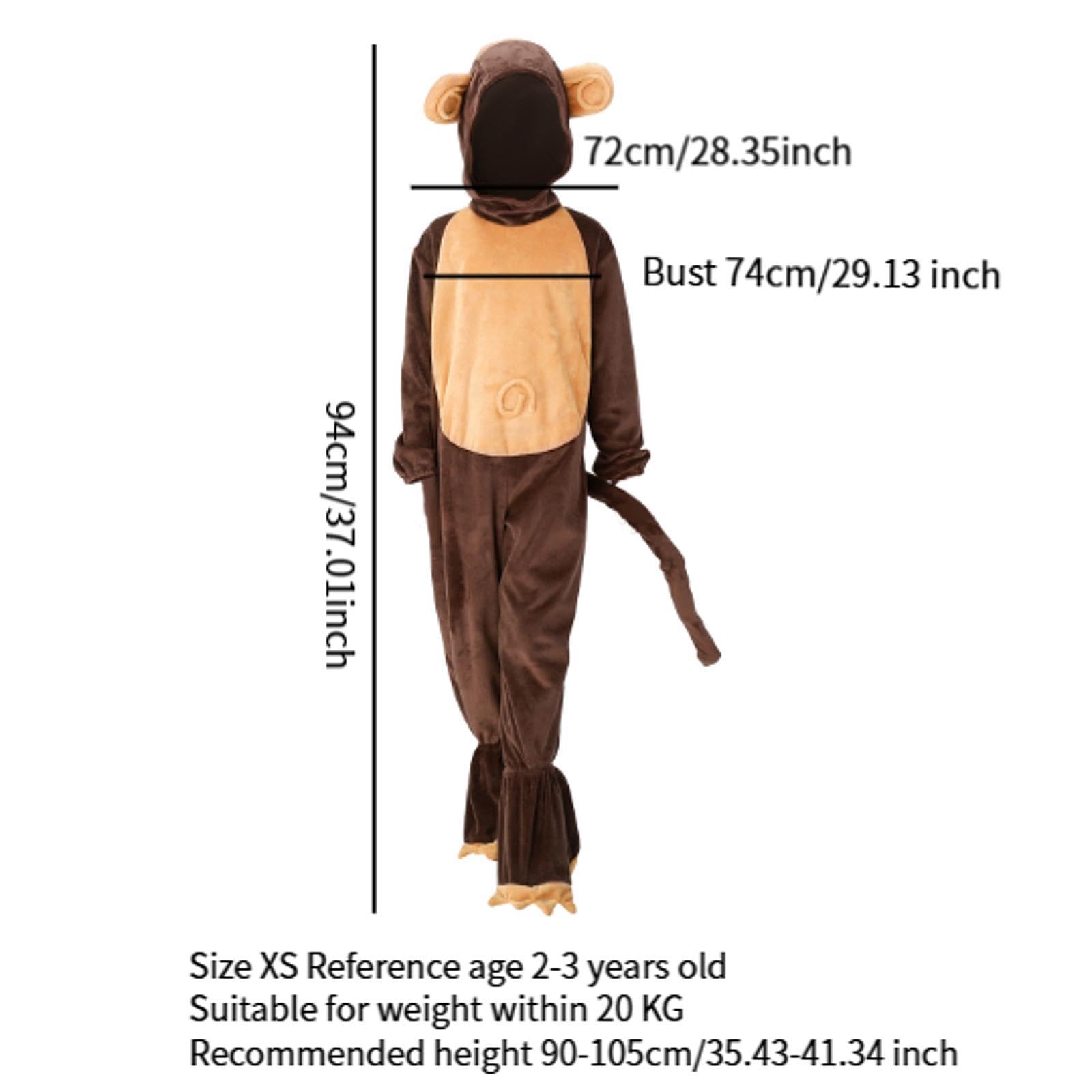 Déguisements de Singe pour Enfants, Costumes d'halloween pour Jeux de Rôle, XS