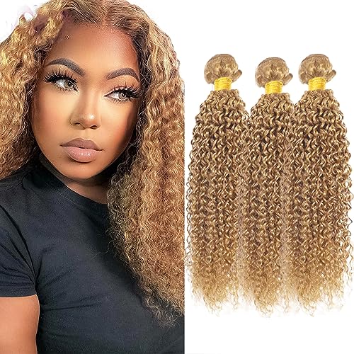 330g Honey Blonde Bundles 27 Kinky Curly 3 Bundles Huma Hair 26 28 30 inch AuokMar Unprocessed Virgin 27 Blonde Bundle Human Hair Extensions
