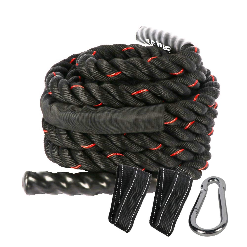 Bigtree Battle Rope Poly Dacron 1.5 in Diameter 30 ft Length, Training Rope with Protective Sleeve and Wall Mount…