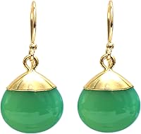 Vista 28 de Gempires - Pendiente de gancho de pera natural, pendiente de meditación, joyería hecha a mano, regalo para ella Yaxaite