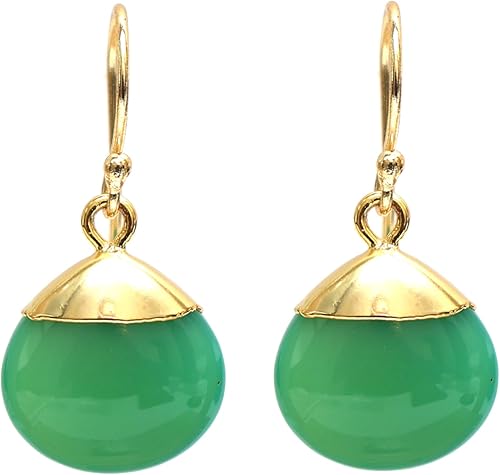 Miniatura 29 de Gempires - Pendiente de gancho de pera natural, pendiente de meditación, joyería hecha a mano, regalo para ella