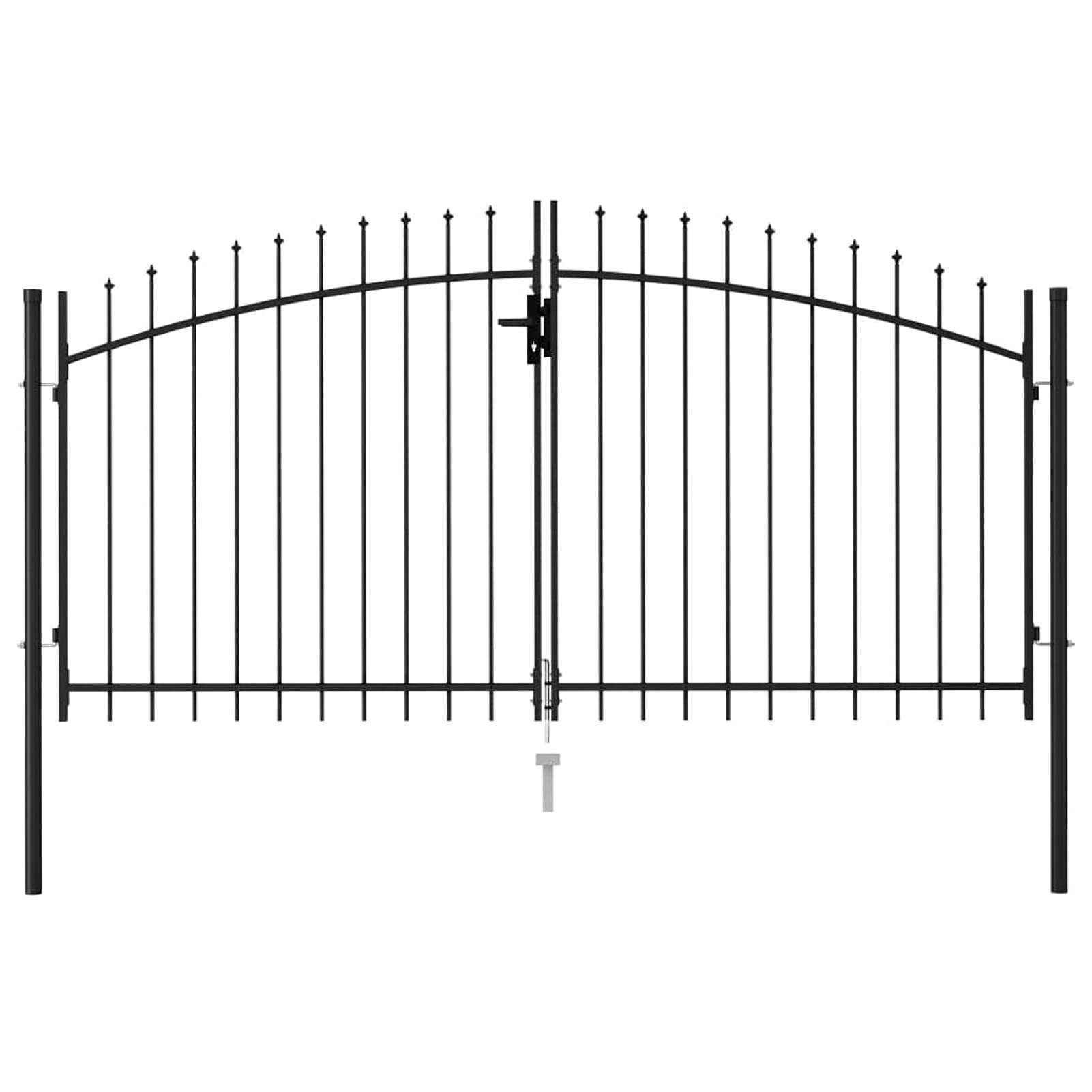 Gecheer Cancello da Giardino a Doppia Anta con Punte a Lancia in Acciaio Nero 300x150/175/200 cm 400x200/248 cm,Cacello per Recinzione,Cancello in Metallo,Cancello da Esterno,Cancello in Acciaio
