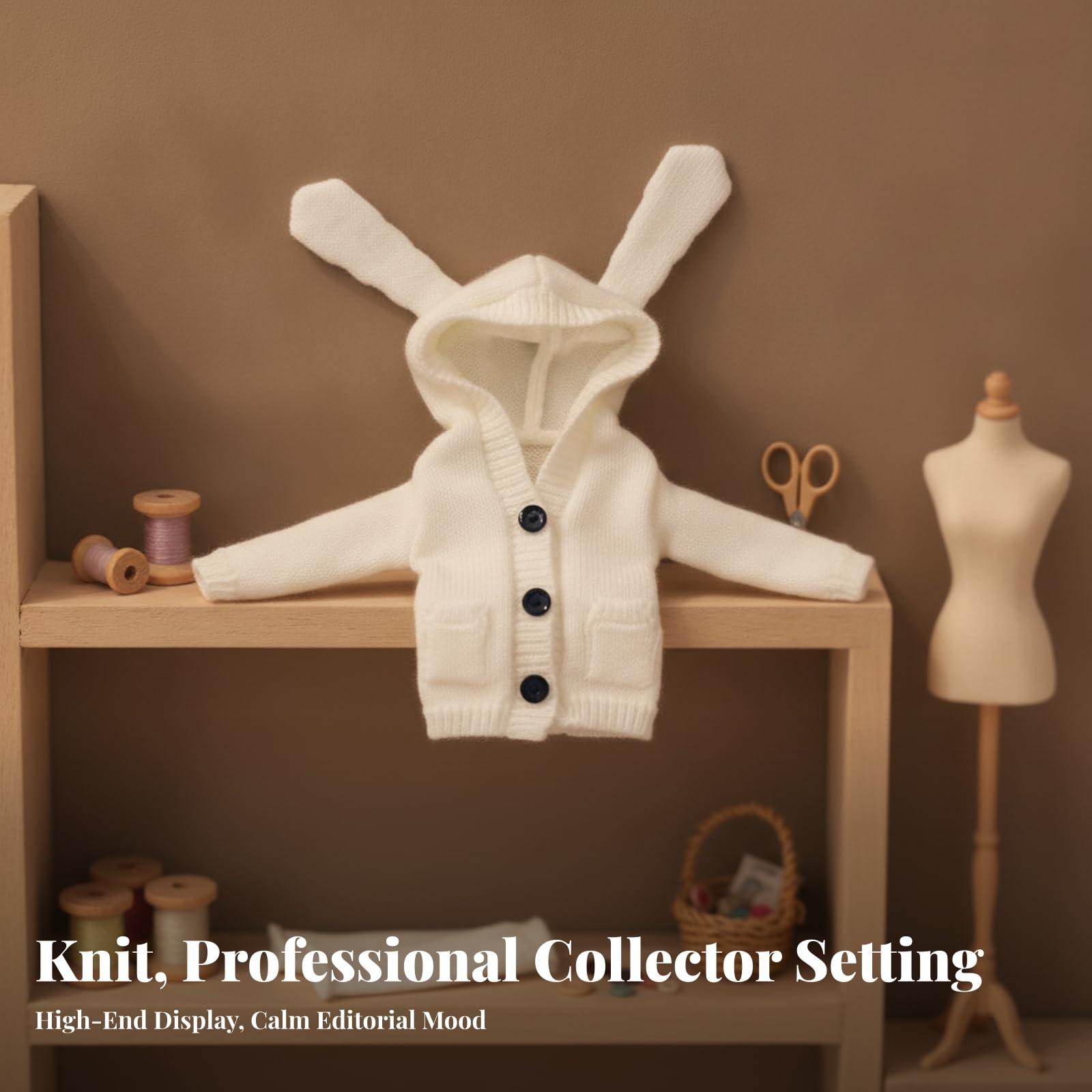 Amagogo feingestrickt Strickkleid mit Stulpen | Handgestrickt, BJD Puppenkleidung, für Puppenvitrine, Weiß, Yf6-2020a Set