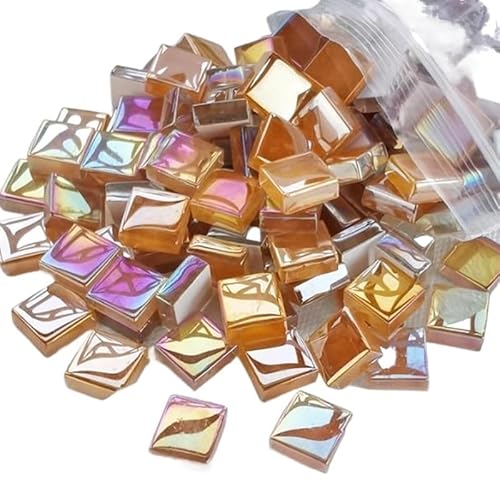 Tesselles Mosaique 100 pièces (100g/3.52oz) carreaux de mosaïque en verre émaillé brillant 4mm/0,16 pouces d'épaisseur 1cm/0,39 pouces, carreaux artisanaux carrés, matériaux de fabrication de mosaïque