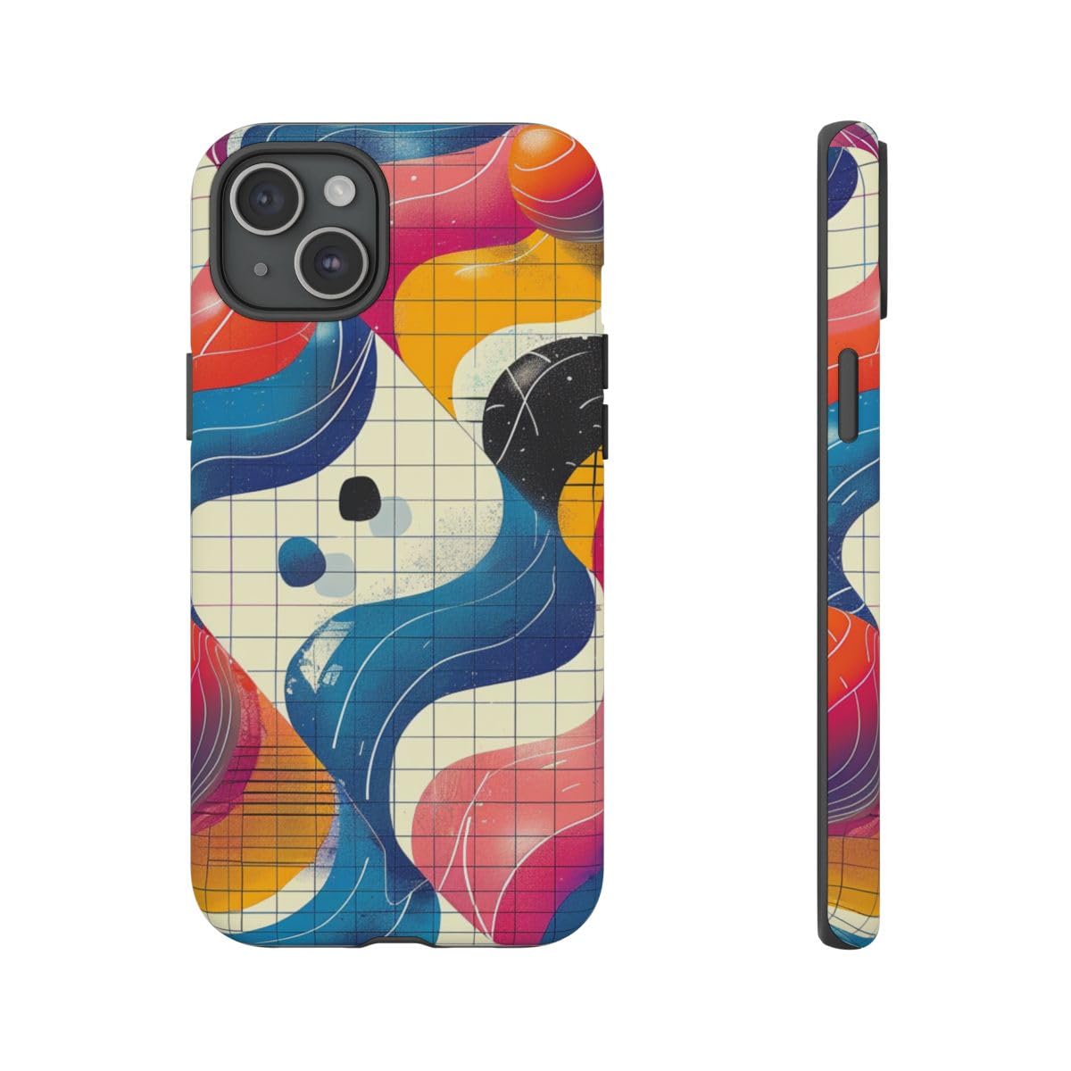 Coque iPhone 15 Plus motif géométrique abstrait rigide mate multicolore - 4