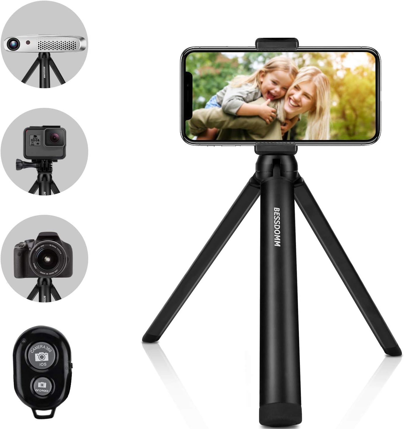 Mini Tripod Stand for Selfie Stick Monopod Stabilizer on Smart Phone, DSLR Cameras, Portable Folding Desktop Stand, Gimbal stabilizer, by BESSDOMM
