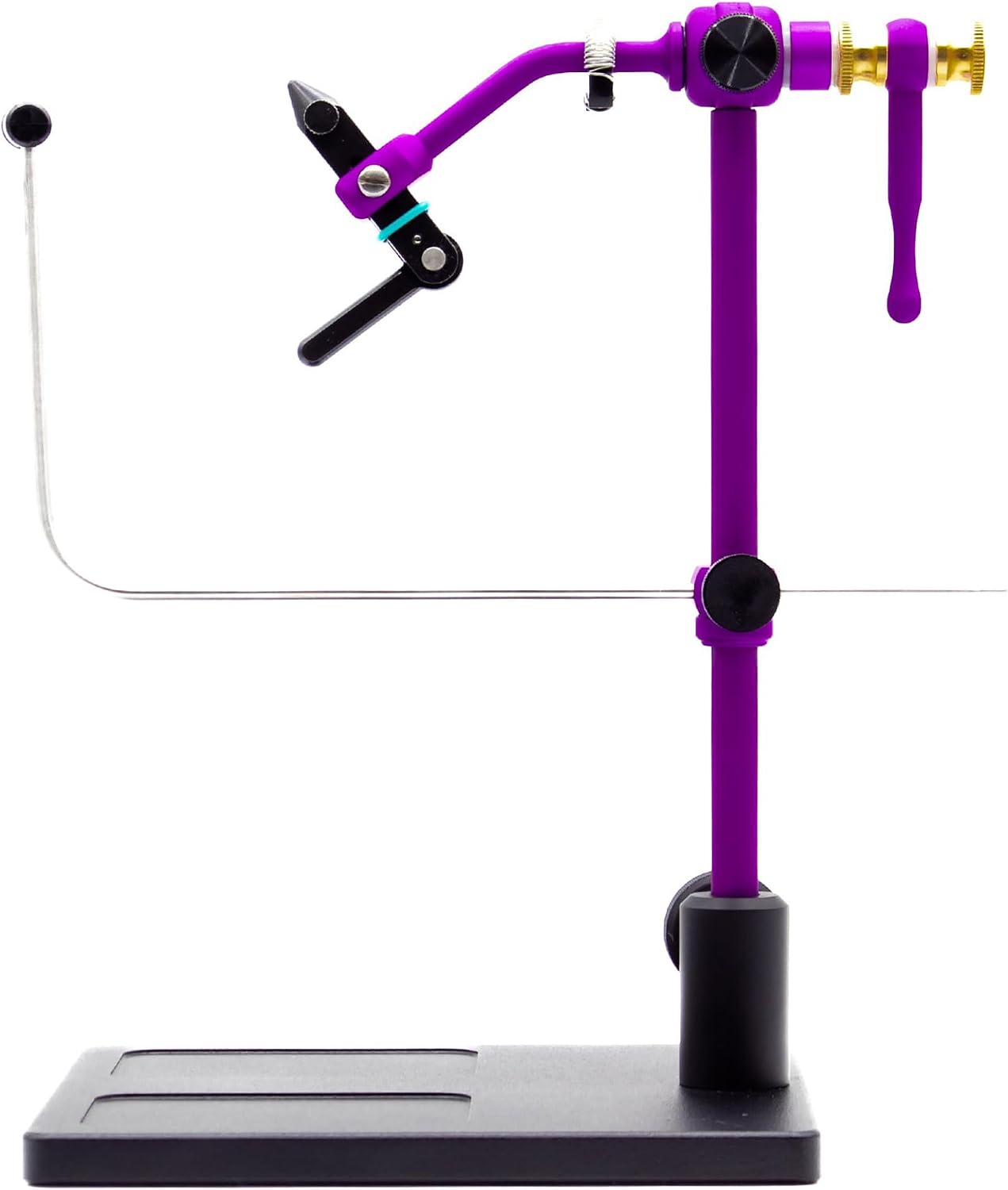 Renzetti Traveler 2600 Series Fly Tying Vise with Base, Left Handed | Precision purple anodized fly tying vise featuring Renzetti’s True Rotary design, fits hooks from size #28 to 4/0