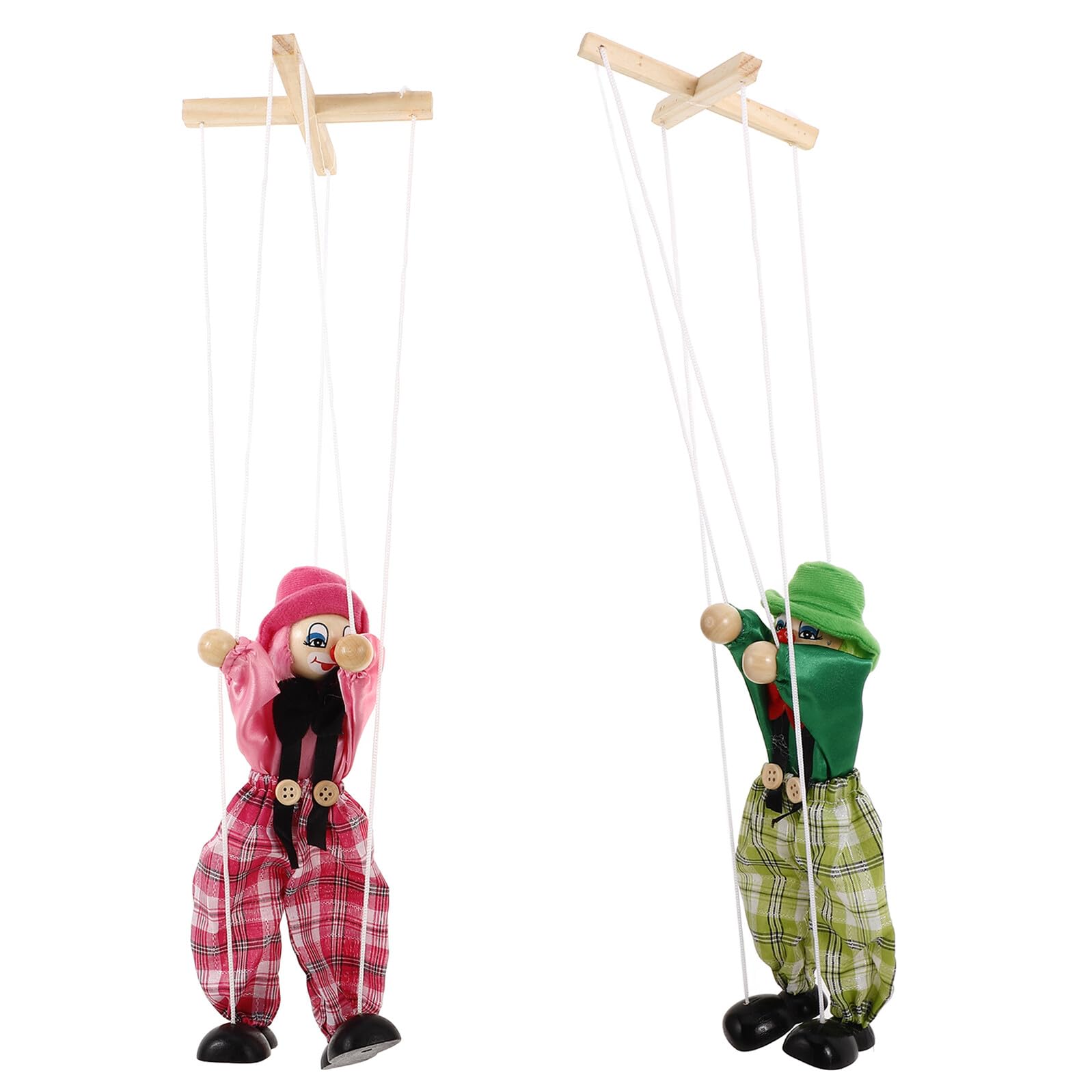 Marionette di Legno Pirata 2 Unitá Decorazione Personaggio e Levigatura Liscia, Giocattolo per Spettacolo di Burattini e Interazione Genitore-figlio Stili multipli