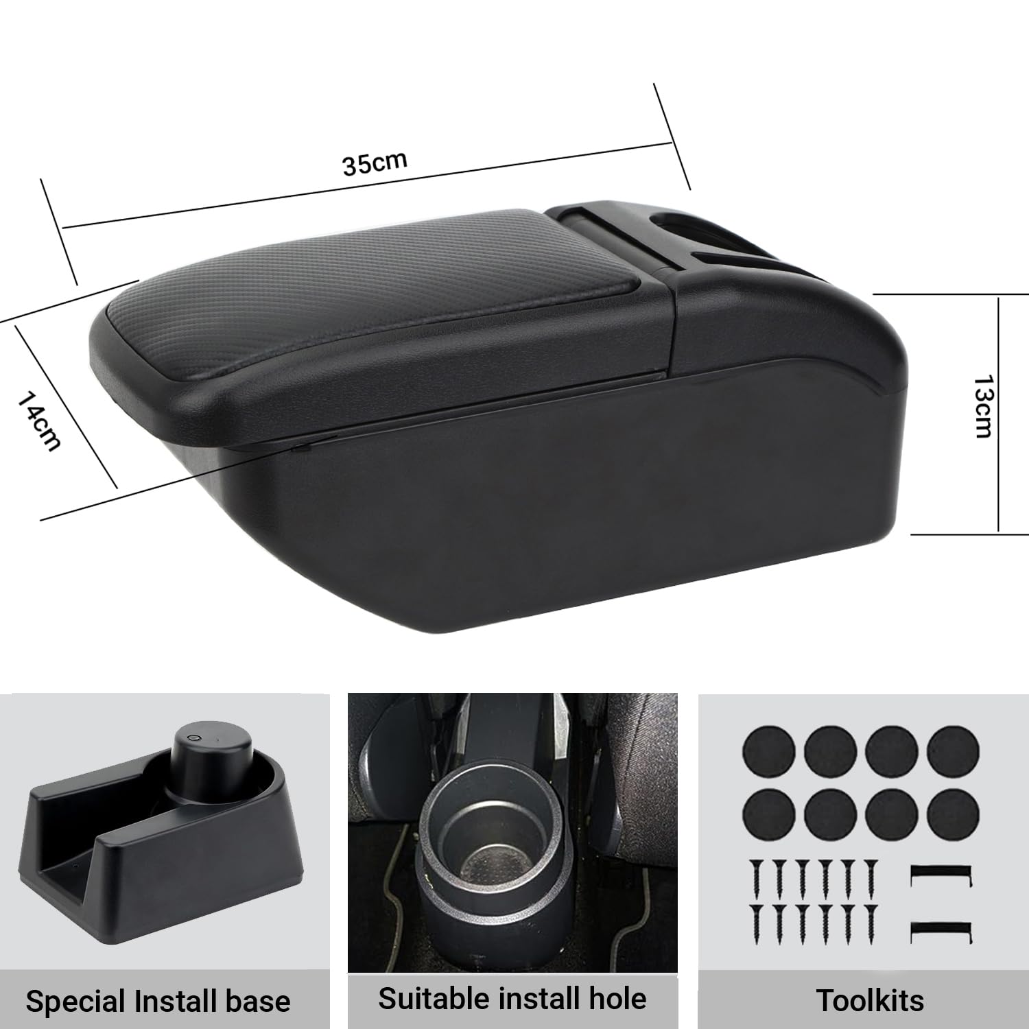 YJYWZH Compatible with Seat Ibiza 6j Apoyabrazos Ibiza 4 IV 2008-2016 Coche Interior Reposabrazos Consola Central Soporte de Brazo Caja de Almacenamiento