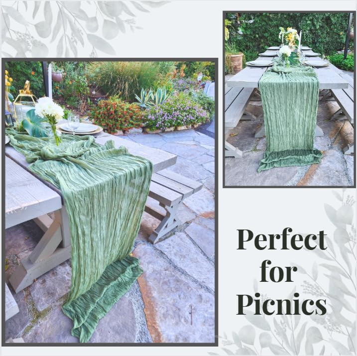 Miniatura 6 de LOVE INSPIRED Camino de mesa de gasa rosa de 13 pies de largo, tela de gasa para centro de mesa, decoración de mesa para fiestas, decoración rústica