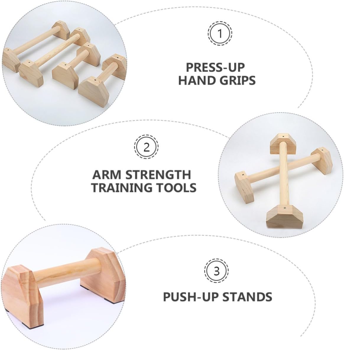 Wood Push-up Stands for Home Fitness, Trainer Brackets image 2