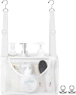PVC Mesh Hanging Shower Caddy Organizer with 2pc Magnetic Hooks, Portabl...