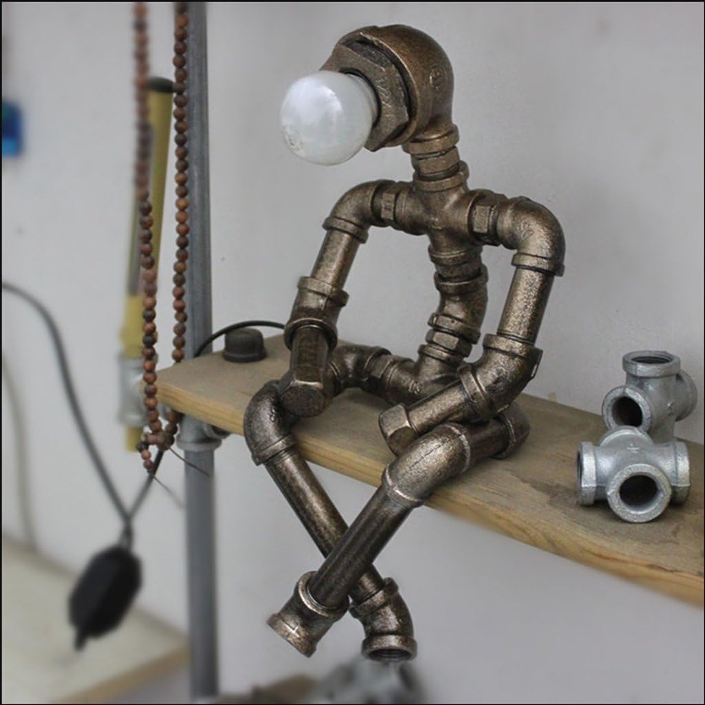 SHAOHUAYING Creative iron pipe l Steampunk Edison LED industry retro gift coffee bar water pipe robot lamp