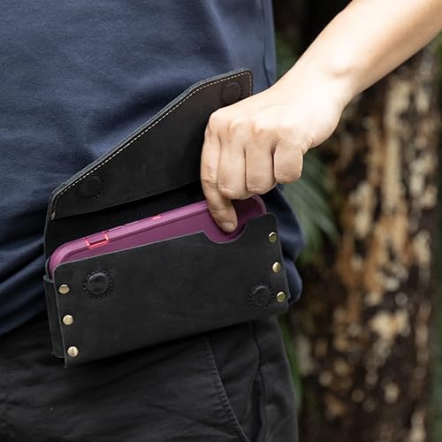 Miniatura 6 de Topstache Funda de cuero para teléfono con trabilla para cinturón, cierre magnético, tarjetero para teléfono celular, soporte de cuero hecho a mano