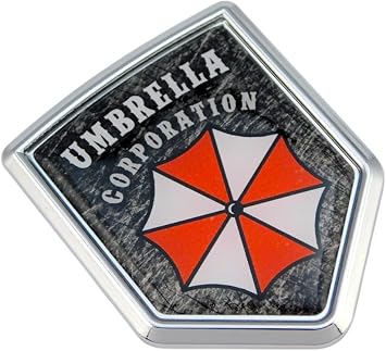 Car Chrome Decals Umbrella Corporation Chrome Emblem Car Decal Sticker Bike Crest Badge Shield Shape