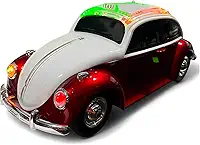 Caixa de Som carro Bluetooth com Luz LED USB FM Cartão SD | Caixa de Som Retrô Fusquinha Decorativa com Rádio e Alto-Falante Premium